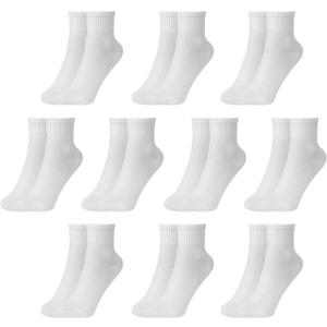 Kids Crew Socks Boys Girls Cotton Athletic Black White Gray School Uniform Children Sports Socks 10 Pairs 3-12 Years (White, XL)