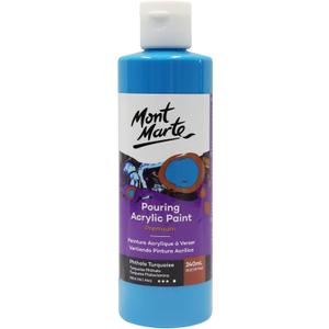 2 x Mont Marte Premium Pouring Acrylic Paint, 240ml (8.11oz), Phthalo Turquoise, Pre-Mixed Acrylic Paint, Suitable for a Variety of Surfaces Including Stretched Canvas, Wood, MDF and Air Drying Clay.