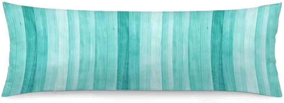Teal Body Pillow Cover Turquoise and Blue Long Pillow Case with Zipper Decorative Bedding Pillowcase Blue Green Painted Wood Background Throw Pillow Covers Soft Cushion Pillow Case for Bedroom,20"x54" (Color-011)