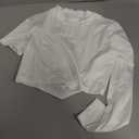 C-ZOFEK Womens White Short Cosplay Top Asymmetrical Sleeves Shirt for Halloween Costume (Medium, Beige)