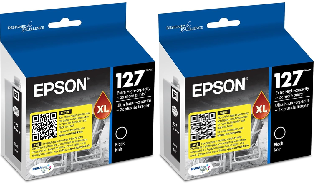 EPSON 127 DURABrite Ultra Ink Black Cartridge For NX530, 625, WF3520, 3530, 3540, 545, 60, 630, 633, 635, 645, 7010, 7510, 7520, 840, 845, Water Resistant. Unopened