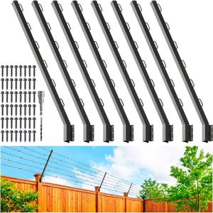 8-Pack Angle 25° Fence Post Extender, 40" Fence Barbed Wire Extend Arm，for Outdoor Fences to Increase Height, Protect Privacy and Pets Jumping Off (8, 40in-25°Angles - Wood Post)