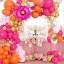 Ouddy Life 175Pcs Hot Pink and Orange Balloons Arch Garland Kit, Pink and Orange Party Decorations with Gold Balloons Foil Flowers for Women Wedding Bridal Tropical Bachelorette Birthday Decor, Large