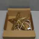 Christmas Star Tree Topper, Plug in 3D Star Tree Topper, 11”Golden Glittered Metal Hollow Designed Built-in 10 Bulbs String Lights for Christmas Tree Decorations