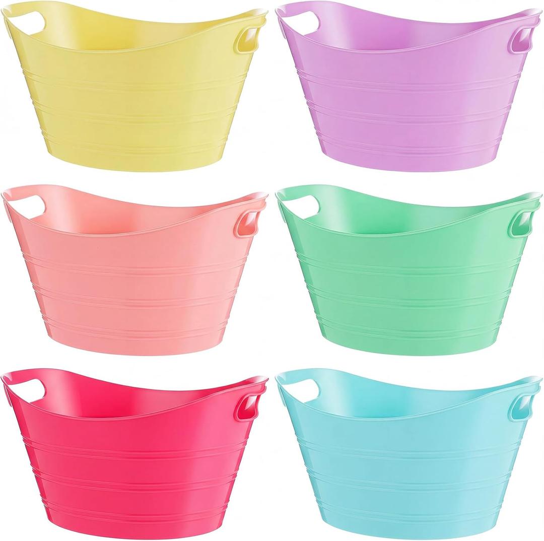 Patelai 6 Pcs Plastic Ice Buckets with Handles,7 Liter,Fresh Color