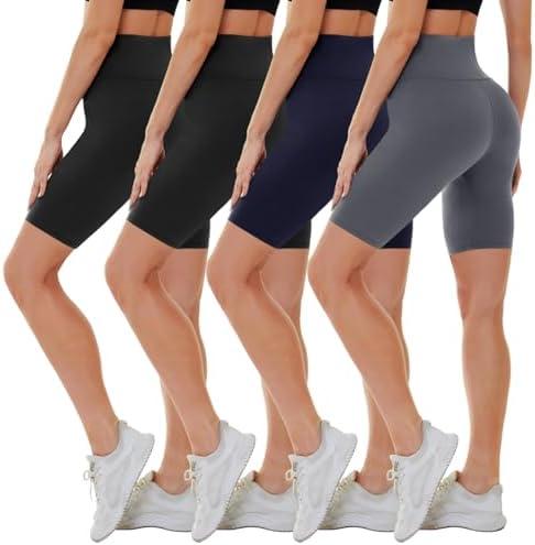 CAMPSNAIL 2 Pack Biker Shorts for Women High Waist - 5"/8" Tummy Control Soft Athletic Yoga Workout Running Gym Shorts, Black and Grey, XL
