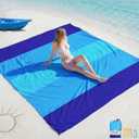 BYDOLL Beach Blanket Waterproof Sandproof Large Sand Free,78''X81''/10'X9' Oversized Sandless Lightweight Blanket Picnic Mat for Beach Travel Camping Hiking with Stakes (Blue5)