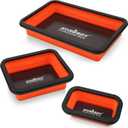 HORUSDY 3-Piece Magnetic Parts Tray Set, Tool Trays for Storage Organizer Screw, Bolts, Washers, Nuts and Small Tools. Tool Gifts for Men, Orange and Black