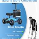 HOMLAND Knee Scooter Walker for Adults Foot Injuries Ankle Surgery, Foldable Steerable Leg Scooters with Dual Handbrake, Height Adjustable Handle & Knee Pad, Removable Storage Bag, 300 lbs Capacity