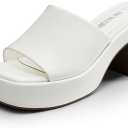 DREAM PAIRS High Chunky Platform Heels for Women Fashion Comfort Slip on Square Open Toe Block Heel Sandals, Size 8.5, White-PU, SDHS2410W 