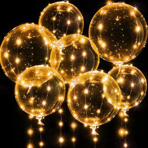 Weewooday Lighted up Balloons, 7 Packs 20 Inch Valentines Bobo Balloons with 10ft LED String Lights for Valentines Day Wedding Christmas Birthday Decoration(Warm White)