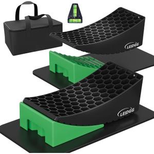 2Packs RV Leveling Blocks System Kit Camper Leveling Blocks for RVS Trailer with Carrying Bag, Anti-Slip Mats, T Bubble Level Up to 35000 LBS