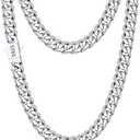 Italian 7mm 925 Sterling Silver Miami Cuban Link Chain Necklace for Men Boys, 18K Gold Plated 925 Sterling Silver Chain Necklace for Men - Jewelry Gifts for Man 22 Inch