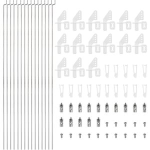 MECCANIXITY 15pcs 1.2x200mm Z Push Rods Parts & 15pcs 1.3mm Adjustable Pushrod Connector Linkage Stopper & 15pcs Nylon Control Horns for DIY RC Car, Boat, Airplane, Helicopter Model Replacement