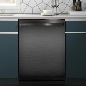 Black Brushed Stainless Steel Dishwasher Magnet Full Door Cover, Stainless Steel Magnetic Dishwasher Panel Decal, Black Metal Immediate Magnet Fridge Door Cover Sheet, 23" W x 26" H Magnetic