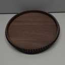 FramePro Decorative Tray 12in Round Wood Beaded - Brown Serving Tray Risers for Living Room, Coffee Table, Kitchen or Farmhouse Display