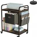 Cricut Cart with Power Outlet & Wheels, Rolling Craft Storage Table for Maker 4/3 and Explore 4/3, Heavy Duty Organizer Stand with Reinforced Drawer, Sewing Desk, Brown