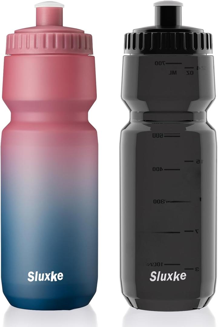 SLUXKE 32oz Bike Water Bottle Squeeze 2Pack, 1000ml Sports Bicycle Water Bottle BPA Free, Lightweight Fits Most Bicycle Bike Cages