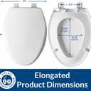 Mayfair Collins Slow Close Toilet Seat, Durable Plastic Seat with Extra Stability Bumpers and Secure Hinges, Made in USA, Elongated, White