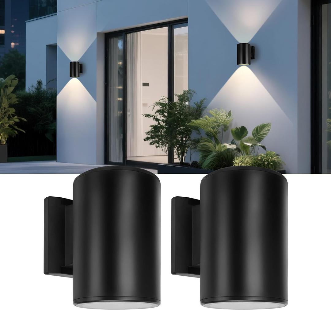 pearlstar 2 Pack Solar Wall Lights Outdoor,Solar Sconce Lights Up and Down Lighting Solar Fence Lights,IP65 Waterproof Exterior Light for Yard Backyard Garage Porch Patio Door