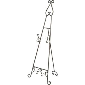Deco 79 Metal Scroll Display Easel Adjustable 2 Tier Floor Standing Easel with Chain Support, Display Stand 16" x 23" x 55", Bronze