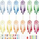 INFUNLY 12 Sets Small Dream Catcher Kit Boho DIY Mini Dream Catcher Making Kit Rainbow Color Handmade Dream Catcher Kit for Adults for Bag Pendant Car Interior Backpack Charm