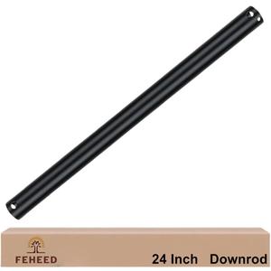 24 Inch Ceiling Fan Downrod, 2 FT Black Unthreaded Fan Downrod