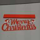 Realspring Merry Christmas Metal Sign Red Christmas Table Decoration Xmas Tiered Tray Decor Freestanding Metal Word Sign with Wooden Base for Xmas Home Tabletop Centerpiece Mantel Fireplace