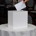 White Acrylic Wedding Card Box with Slot, DIY Large Card Box with Assembly Parts, Party Cards Receiving Box for Birthdays, Graduation & Baby Shower, Easy for Traveling(10x10x6.18)