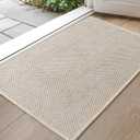 Color&Geometry Extremely White Beige Small Ultra Thin Indoor Door Mat 17"x30", Machine Washable Front Door Mat Non Slip, Low Profile Entrance Mat Indoor, Absorbent Carpet for Inside Use (FOLD) (1'5" x 2'6" (Rectangular))