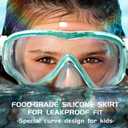 Seago Kids Swim Goggles Snorkel Diving Mask for Youth(5-15), Anti-Fog 180 Clear View (Green)