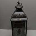 TRIROCKS Set of 3 Decorative Hanging Lantern 19'' High Vintage Metal Candle Holder with Tempered Glass Perfect for Living Room Garden Yard Patio Parties Events Indoors Outdoors (Black)