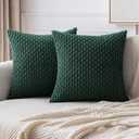 MIULEE Throw Pillow Covers Soft Corduroy Decorative Set of 2 Boho Striped Pillow Covers Pillowcases Farmhouse Home Decor for Couch Bed Sofa Living Room 18x18 Inch Army Green (18" x 18" (Pack of 2))