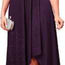 ZOMVA Plus Size 1X-4X Sparkly Glitter Formal Maxi A Line Dress Sparkle Wrap Ruffle Sleeve Prom Dresses Cocktail Evening Gown