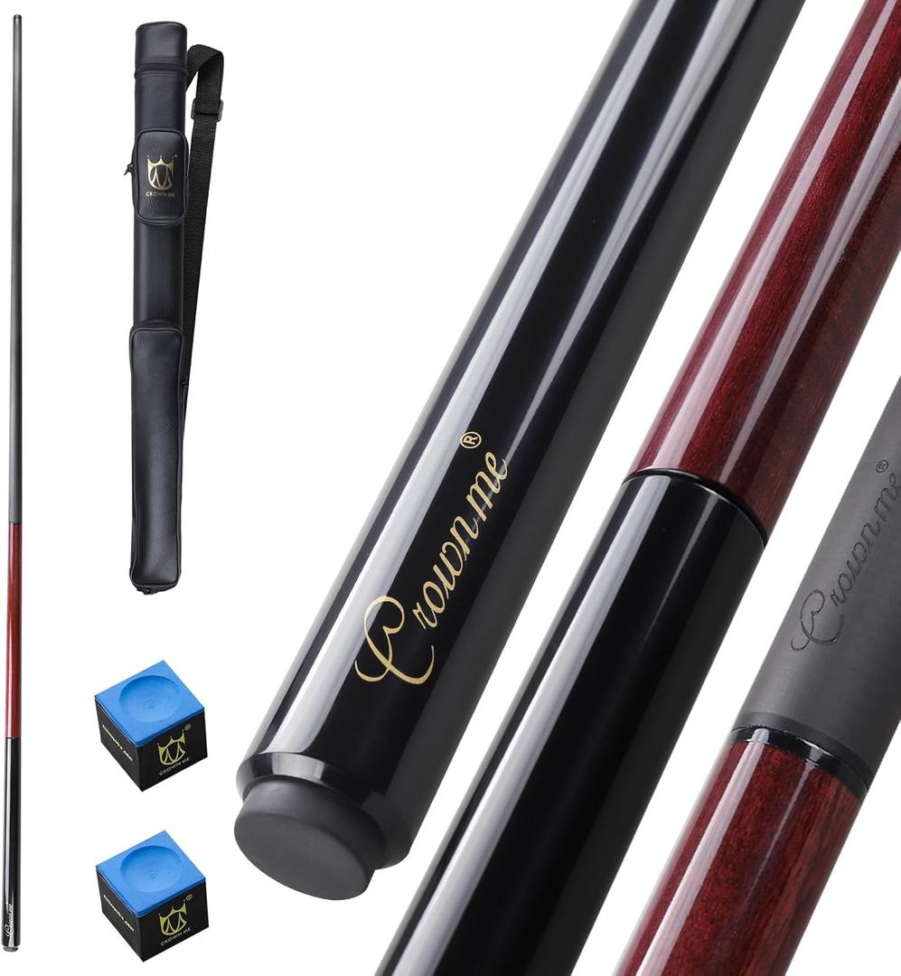 CROWN ME Carbon Fiber 3-Piece Jump Break Cue Stick with 13mm Phenolic Tip - Professional 55" Pool Billiard Equipment