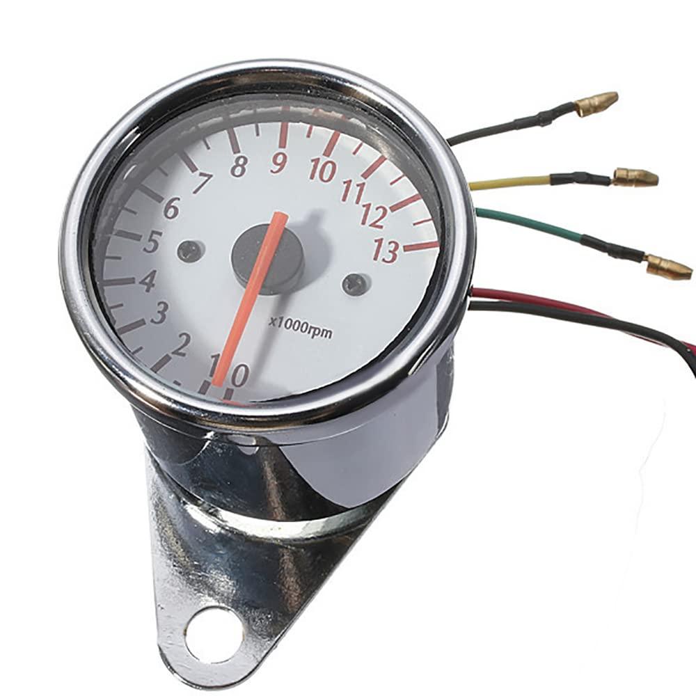 Riloer 0-13000 Motorcycle Tachometer, Tach RPM-Gauge Counter Universal RPM Meter Tachometer Counter, Universal Fits Most Motorcycle