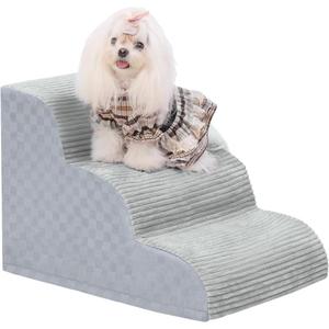 Dog Stairs Ramp for Couch 15.7" H, 3-Step Pet Stairs for Small Dogs with High Density Foam, Dog Slope Stairs with Durable Non-Slip Bottom for Puppy Grey