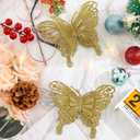 2 x 15 PCS Glitter Butterfly Christmas Tree Ornaments, Hollow-Out Butterfly Christmas Decoration with Clips, Craft Xmas Ornaments, Christmas Tree, Wreath, Garland, Office, Home Decorations, Gold