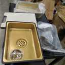 Waterfall Kitchen Sink 30 Inch Countertop Gold Single Sink, SUS304 Stainless Steel Multifunction Digital Display Sinks Workstation Sinks With Faucet, Cup Washer & Accessories (Gold, 29.5x18.1in)