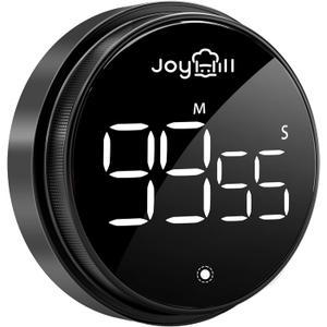 JOYHILL Digital Kitchen Timer, Large LED Display with Magnetic Countdown 3 Volume Levels, Ideal for Cooking Classroom Studying Fitness, Timer for Kids and Seniors Black