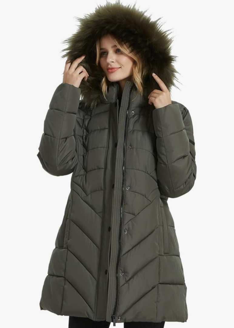 BINACL Women's Winter Warm Thicken Long Outwear Pockets Coat Parka Jacket M