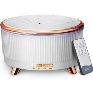 500ML Large Capacity Essential Oil Diffuser, Ultrasonic Aromatherapy Diffuser with 7 Color LED Lights with Remote Control, Cool Mist Humidifier, Timed Mist, Auto Shut-Off (White)
