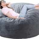 WhatsBedding Bean Bag Chair for Adults with Memory Foam Filler Included, Big Kids Beanbag Chairs, Medium 3 ft, Gray, Solid