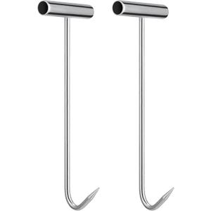 DOITOOL 2PCS Manhole Cover Lifter Stainless Steel Manhole Cover Hook Drain Cover Lifter Manhole Lifting Hooks T Hook Drain Cover Key Manhole Tool for Open Manhole Covers - Manhole Lifters (31x10cm)