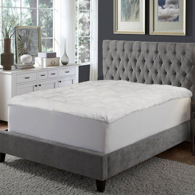 Hotel Laundry Twin Extra Long Mink Plush Fiberbed Topper: Machine Washable, Woven Polyester, Fits 12" Mattress