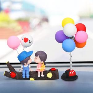 mCare Cute Couple Car Ornaments: Dashboard Decor with Girl, Boy, Balloon, and Tree Branches