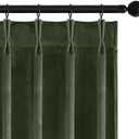 MIULEE Olive Green Velvet Curtains 108 inches Long, Pinch Pleated Blackout Drapes with Hooks, Thermal Insulated Pinch Pleat Panels for Bedroom Living Room, 2 Panels, Green, 40*108*2