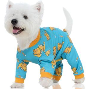 FUAMEY Dog Pajamas & Recovery Suit with Back Zipper, 4-Leg Full Body Surgical Suit for Dogs, Dog Post-Surgery Wound Protection to Prevent Licking, Dogs Onesie for Shedding Control Extra Small Blue XS