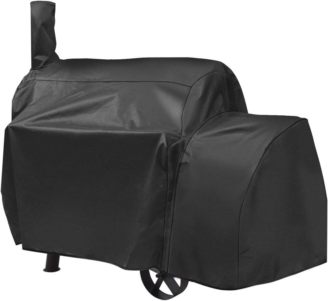 SunPatio Offset Smoker Cover, Outdoor Heavy Duty Waterproof Grill Cover Compatible for CharBroil Oklahma Joe's Highland and Horizon Grills, Charcoal BBQ Smoker Protector, All Weather Protection