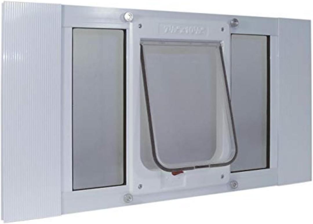 Ideal Pet Products Aluminum Sash Window Pet Door, Adjustable to Fit Window Widths from 33" to 38", Chubby Kat 7-1/2 x 10-1/2 Flap Size